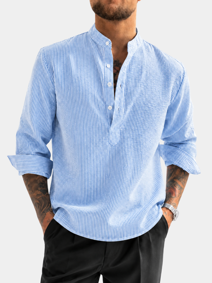 ELENA HARPER™  |  STRIPED HIGH COLLAR SHIRT FOR MEN