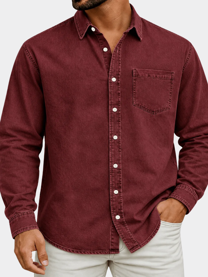 ELENA HARPER™  |  PRE-WASHED COTTON HENLEY SHIRT FOR MEN