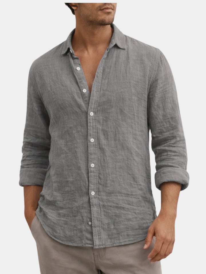 ELENA HARPER™  |  OPEN COLLAR LINEN SHIRT FOR MEN