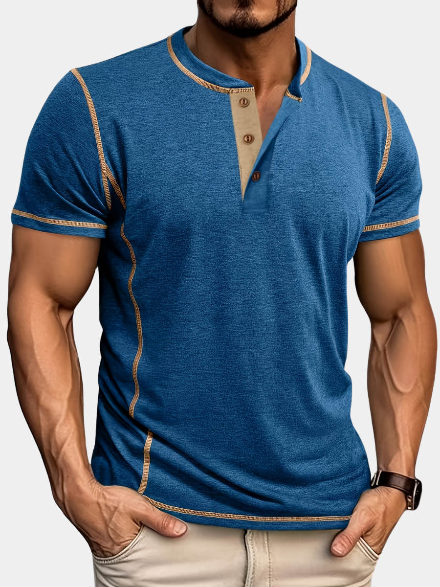 ELENA HARPER™  |  MENS CONTRAST-TRIM KNIT SHIRT