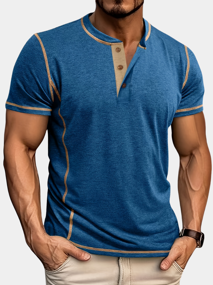 ELENA HARPER™  |  MENS CONTRAST-TRIM KNIT SHIRT