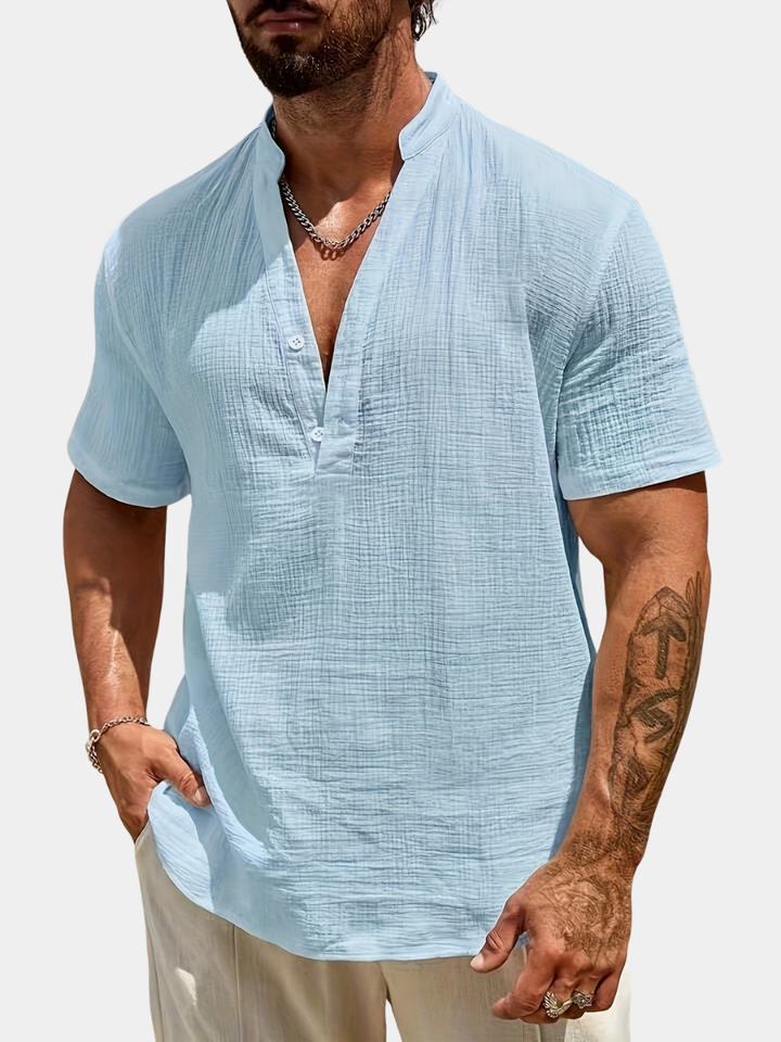 ELENA HARPER™  |  LINEN SHIRT WITH V-NECK FOR MEN