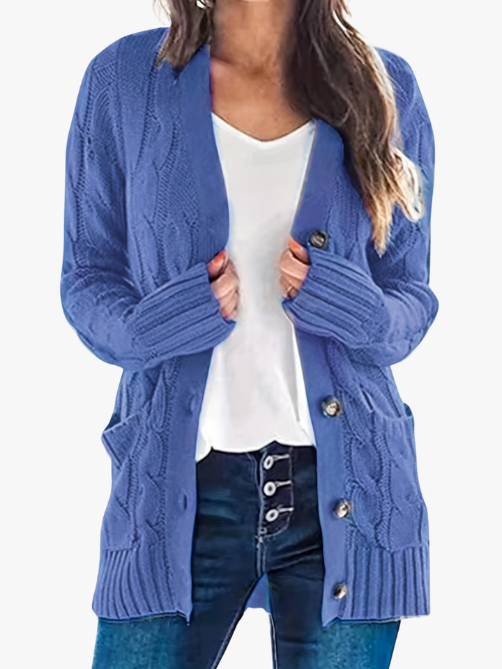 Caroline - Elegant Twisted Cardigan with Patch Pockets