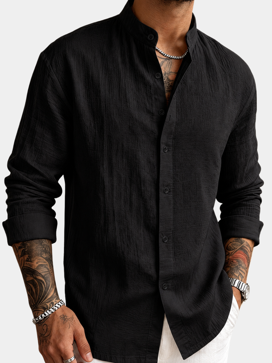 ELENA HARPER™  |  HENLEY LINEN SHIRT FOR MEN