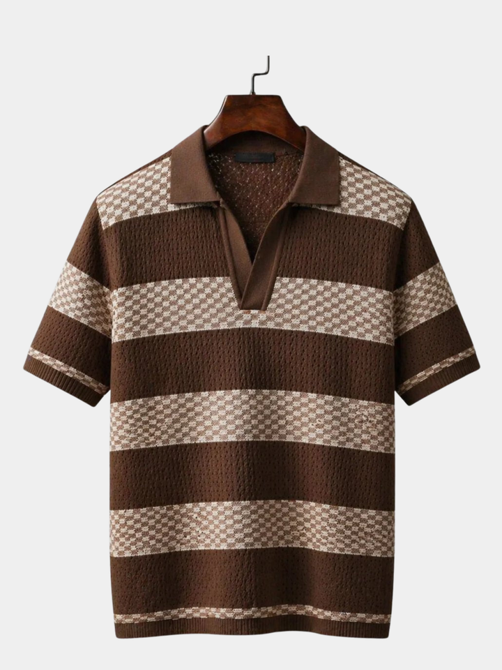 ELENA HARPER™  |  STRIPED SHIRT WITH OPEN COLLAR FOR MEN