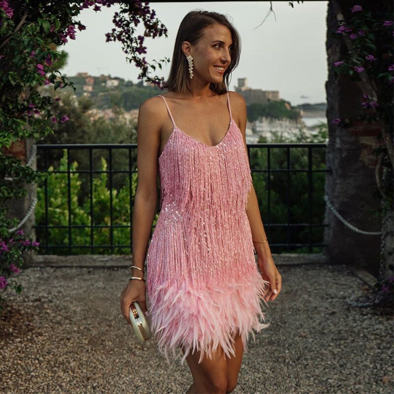 Joycel Modern Feathered Party Dress - Elena Harper