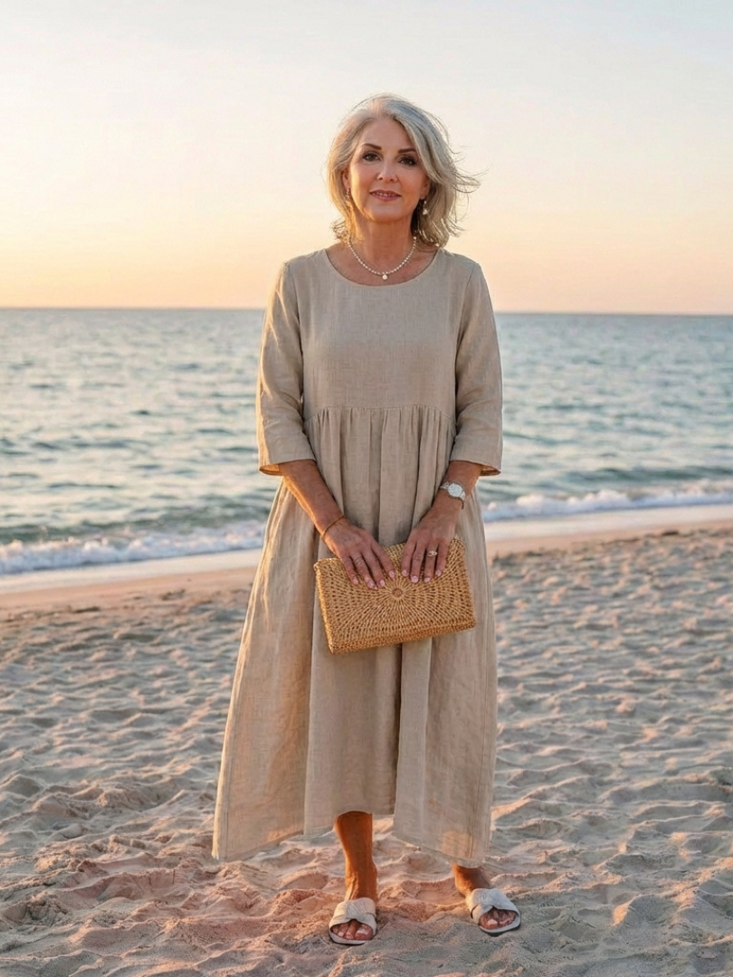 Beatrice Three Quarter Sleeve Midi Dress - Elena Harper