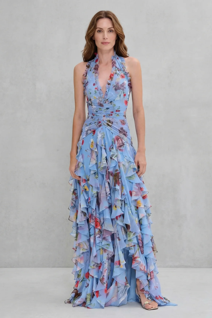 Women's Elegant Sleeveless Halter Maxi Dress