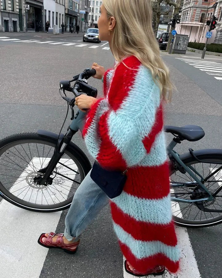 Beryl - Bold Striped Women's Cardigan