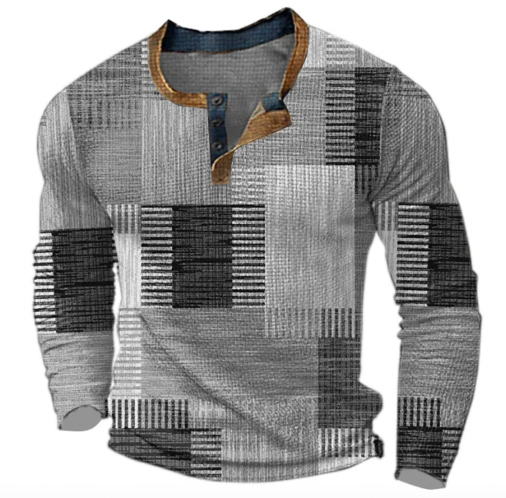 Men's Long Sleeve Henley Neck Sweater