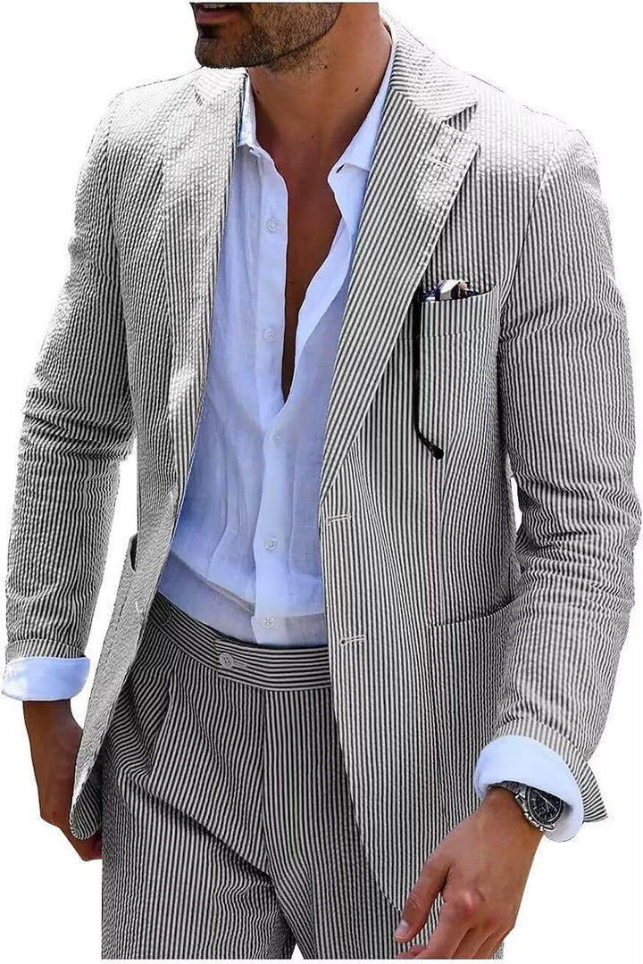 Striped Summer Suit (pants + Jacket) - Elena Harper