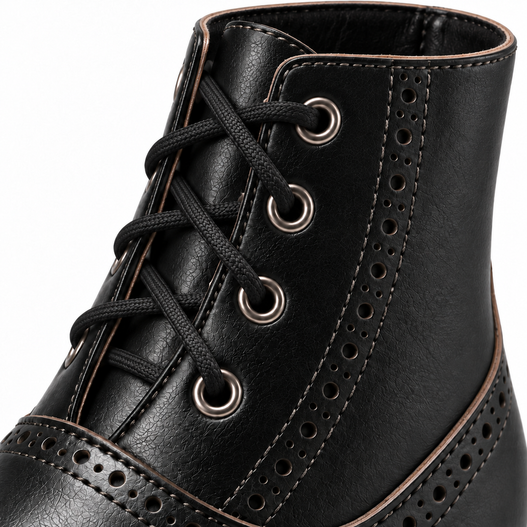 Ladies Lace-Up Ankle Boots Retro Style – Vintage Heeled Ankle Boots
