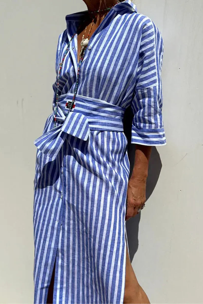 Nova - Stylish Striped Shirt Dress