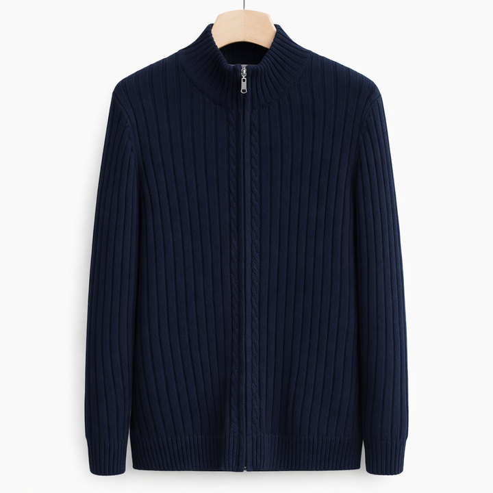 Bjarte Ribbed Zip-Up Cardigan, view 4 - Elena Harper