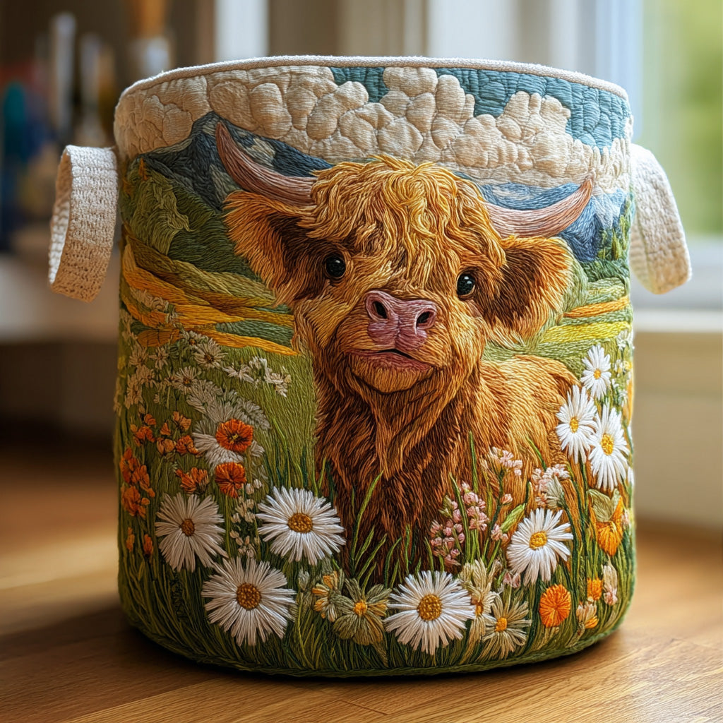 Bloom Highland Quilted Laundry Basket for Home Organization