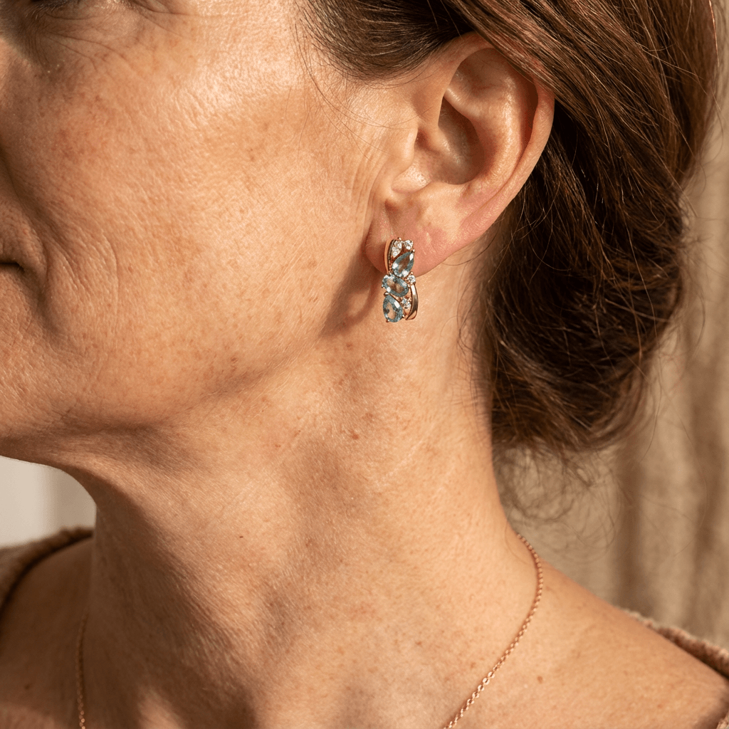 Blue Zirconia Earrings in Gold - Elena Harper