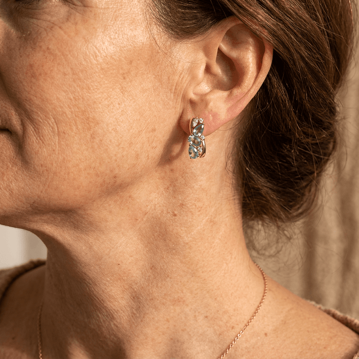 Blue Zirconia Earrings in Gold - Elena Harper