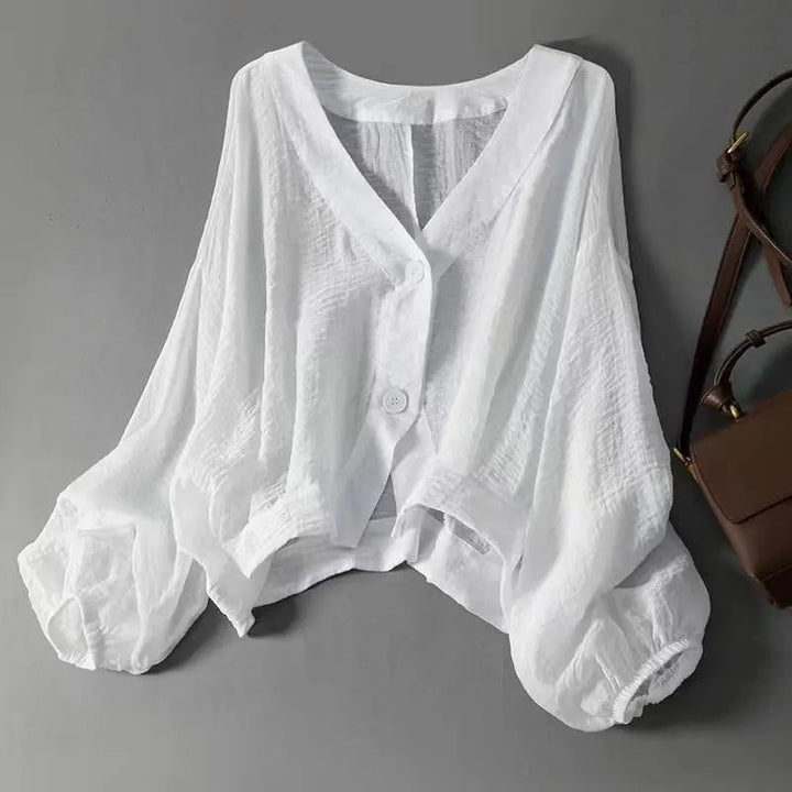 Blouse for Women | Balloon Sleeves & V-Neck – Airy Summer Top