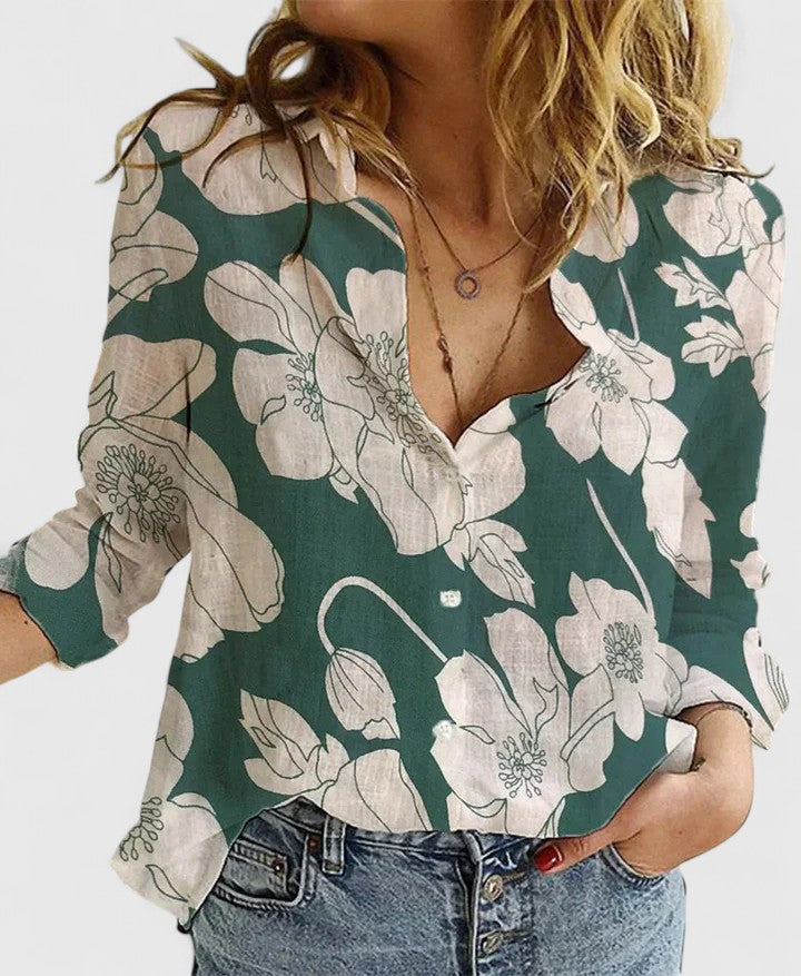 Blouse for Women | Botanical Print & V-Neck