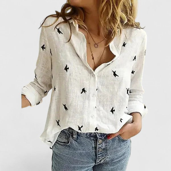 Blouse for Women | Botanical Print & V-Neck