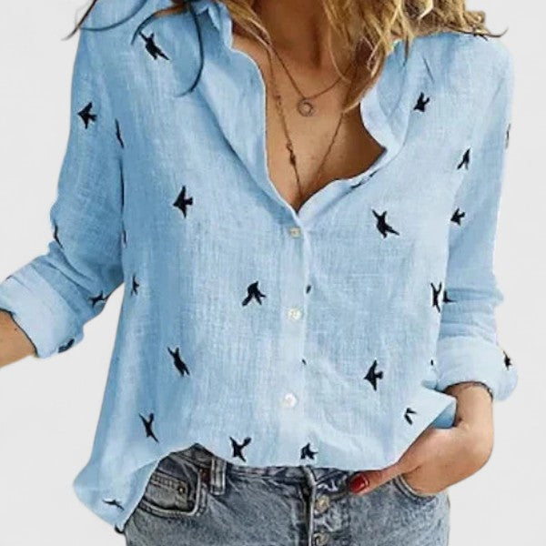 Blouse for Women | Botanical Print & V-Neck