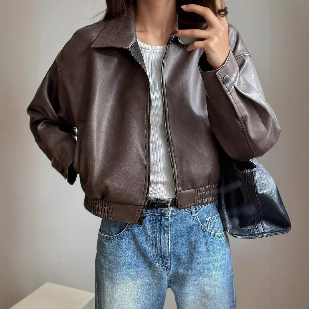 Women's Bomber Jacket | Short Model & Elastic Ribbed Cuffs