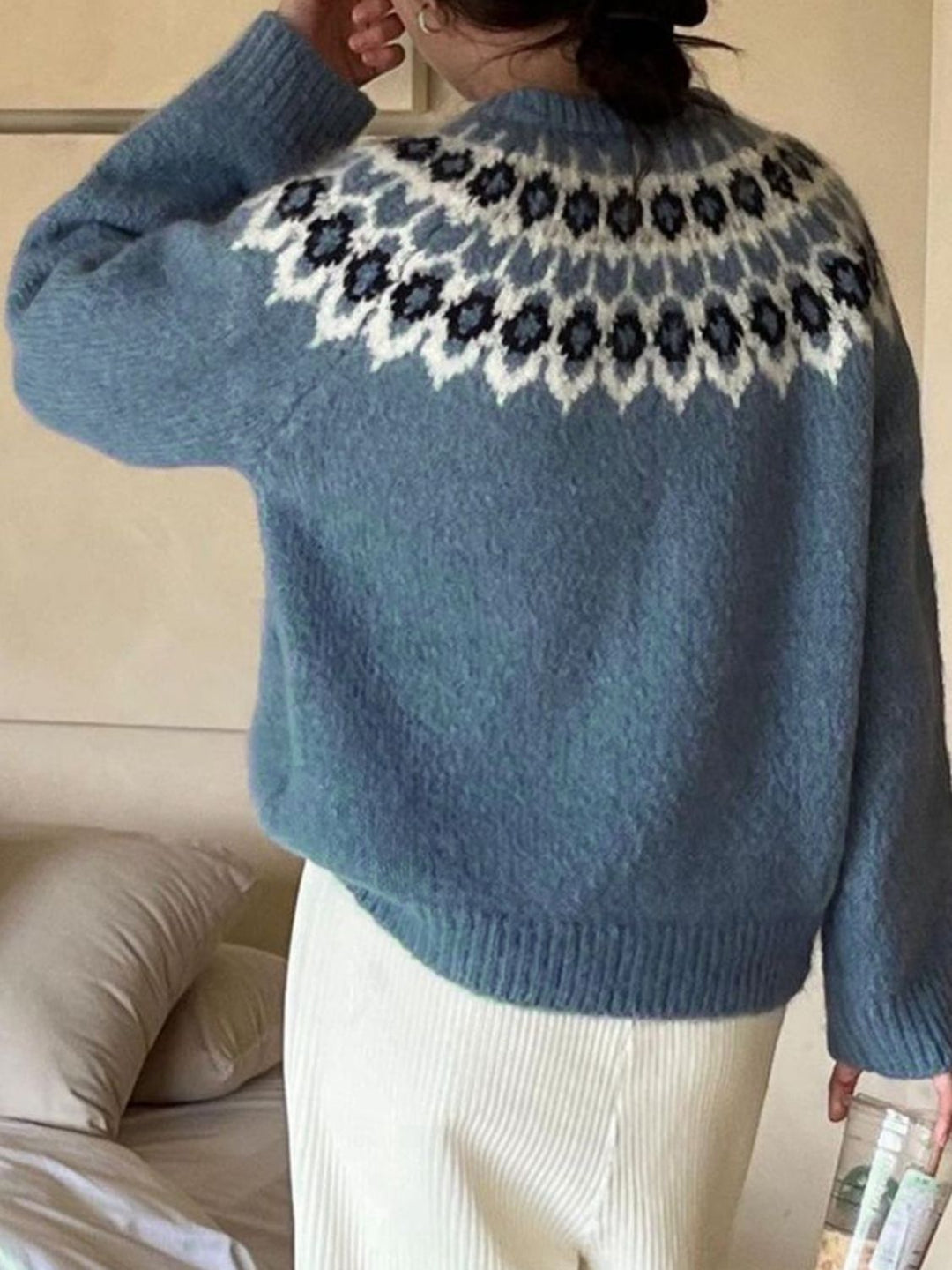 Brela Round Neck Long Sleeve Sweater, view 2 - Elena Harper