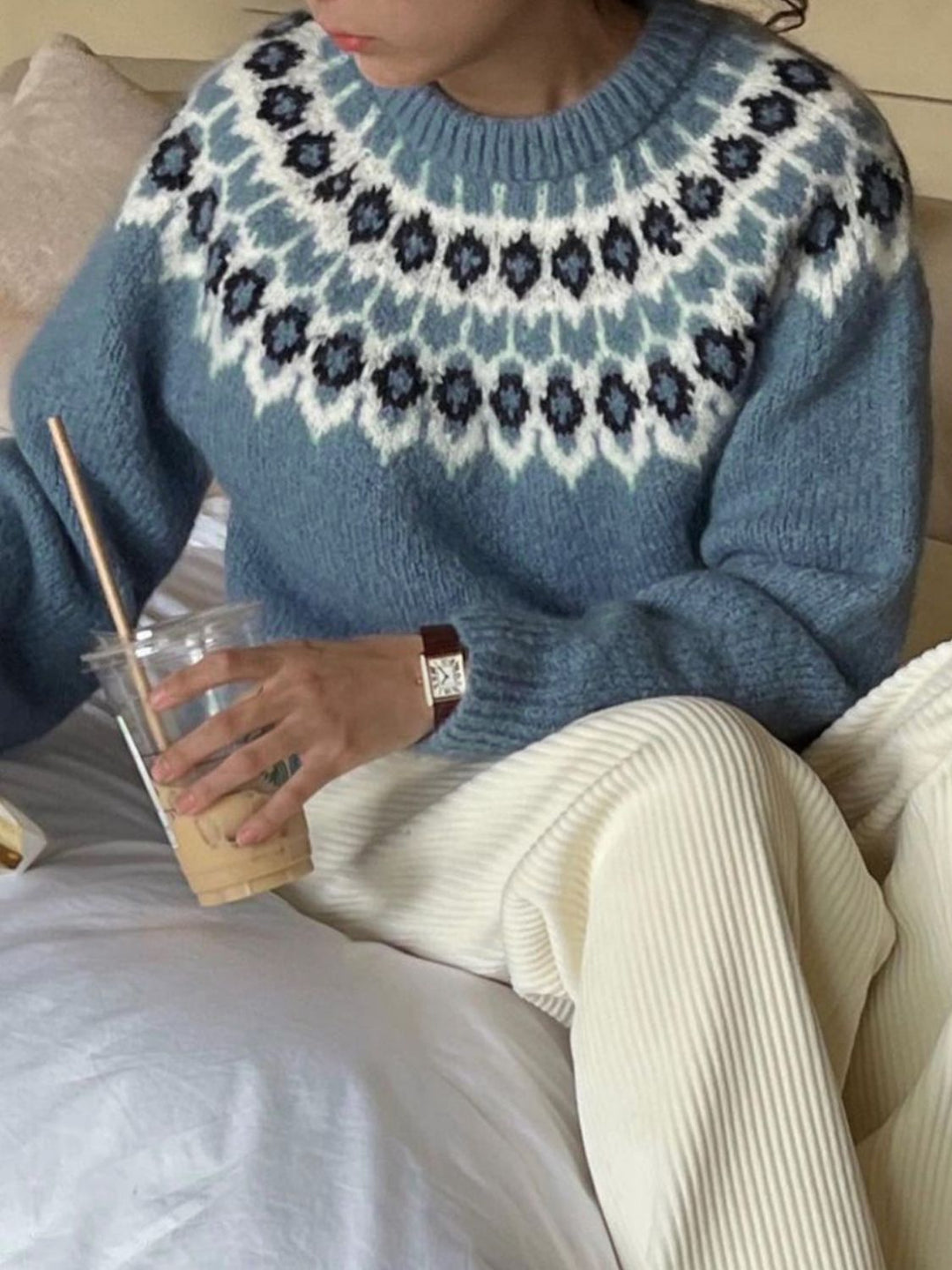 Brela Round Neck Long Sleeve Sweater - Elena Harper