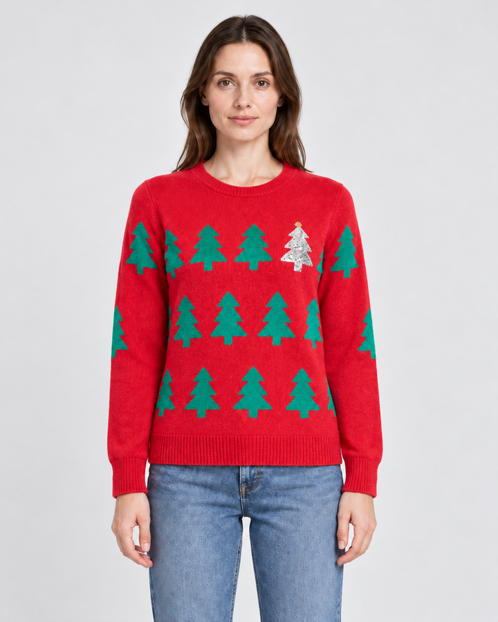Christmas Tree and Sequin Sweater for Women