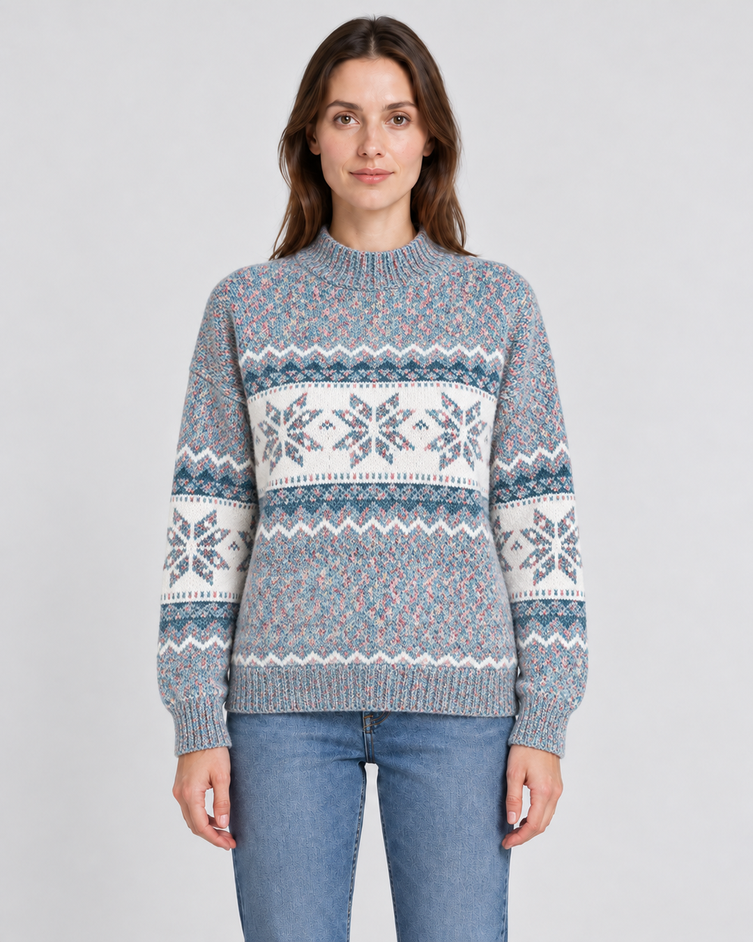 Snowflake-Band Christmas Jumper For Women - Elena Harper