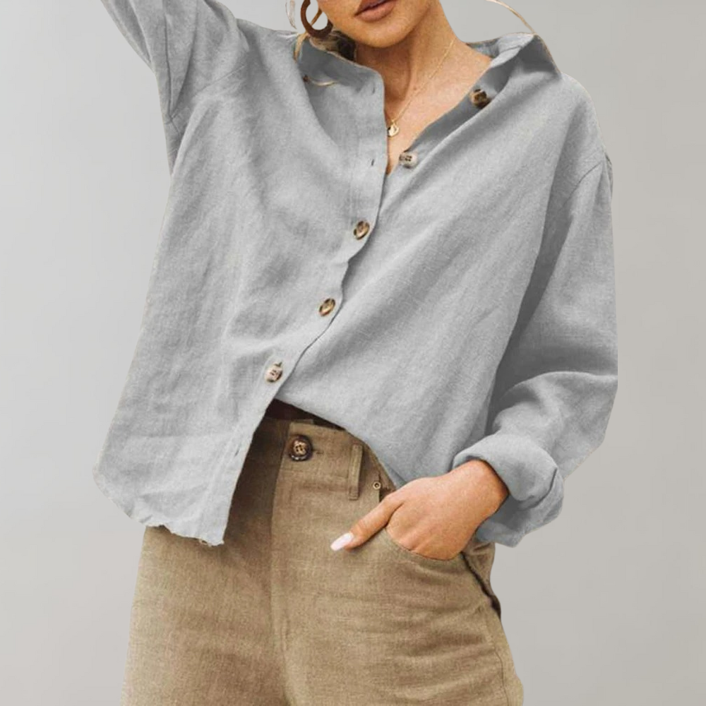 Annabelle | Women's Loose-Fitting Blouse with Button Closure and Long Sleeves