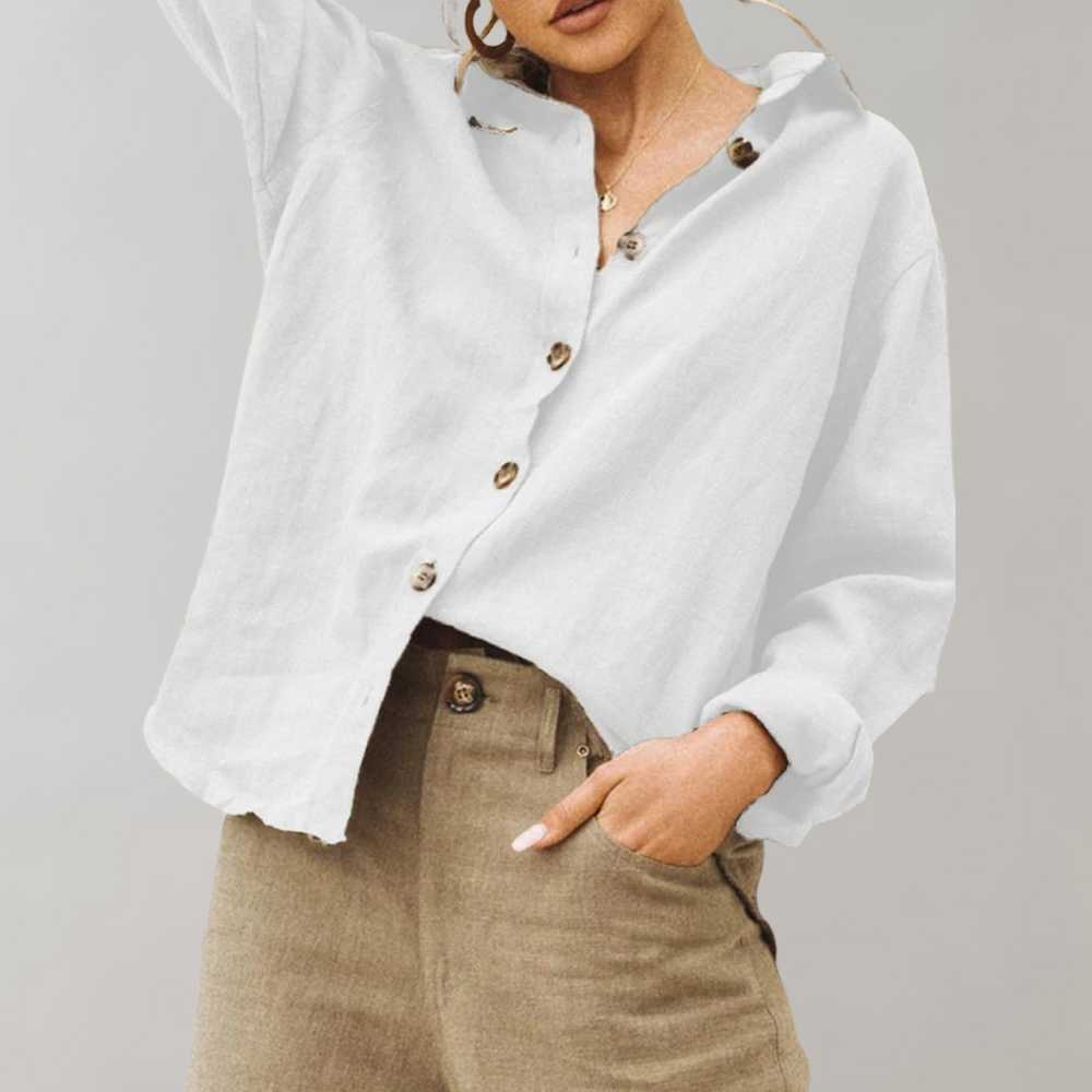 Annabelle | Women's Loose-Fitting Blouse with Button Closure and Long Sleeves