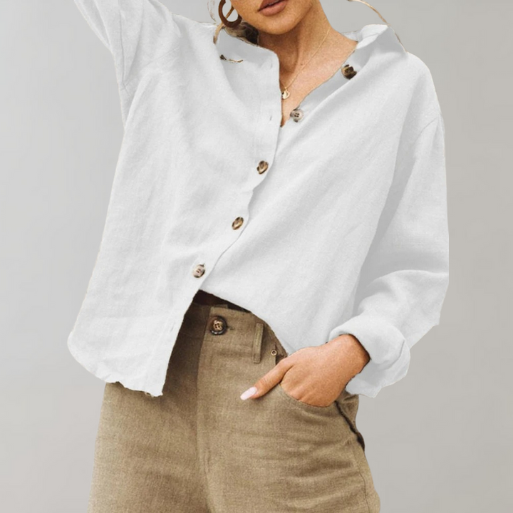 Annabelle | Women's Loose-Fitting Blouse with Button Closure and Long Sleeves