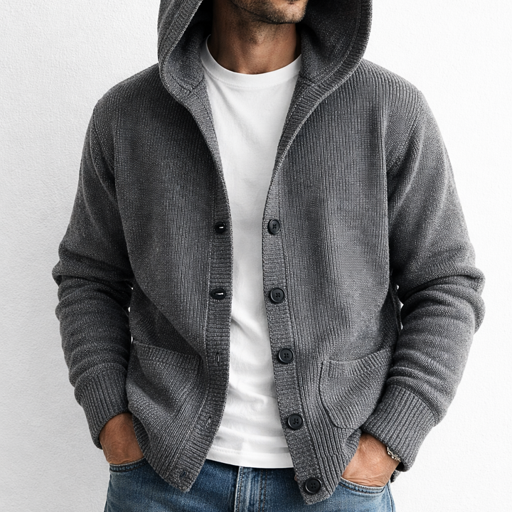 Laurent Monaco Men'S Hooded Knit Cardigan, view 2 - Elena Harper