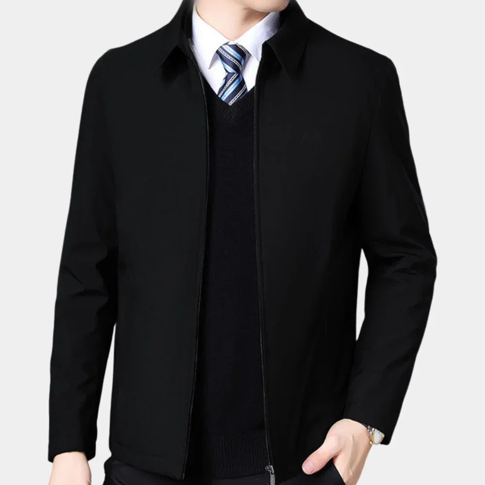 Men's Fall Jacket with Zipper and Classic Collar