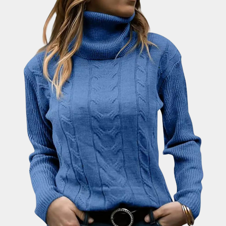 Women's Cable Knit Turtleneck Sweater Long Sleeve