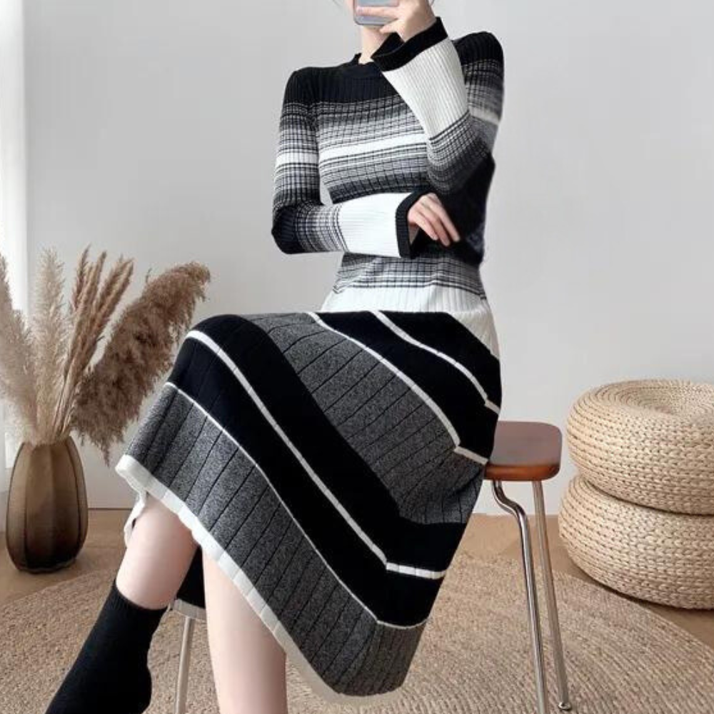 Vianna - Stylish Striped Midi Dress | Elegant & Comfortable