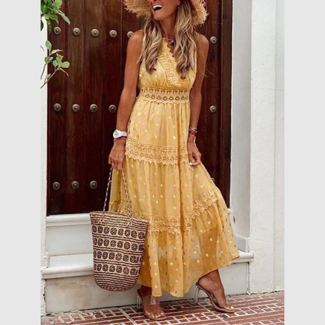 Summer Long Dress for Women with Lace Details
