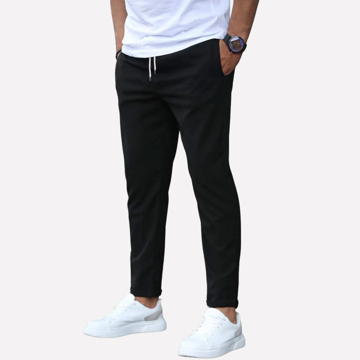 Men's Tapered Casual Trousers with Drawstring Waist