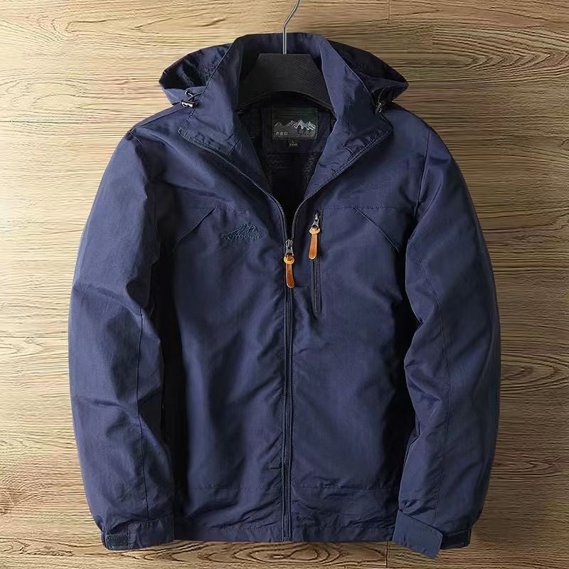 Men's Lightweight Windbreaker Jacket with Hood - Full-Zip Outdoor Jacket