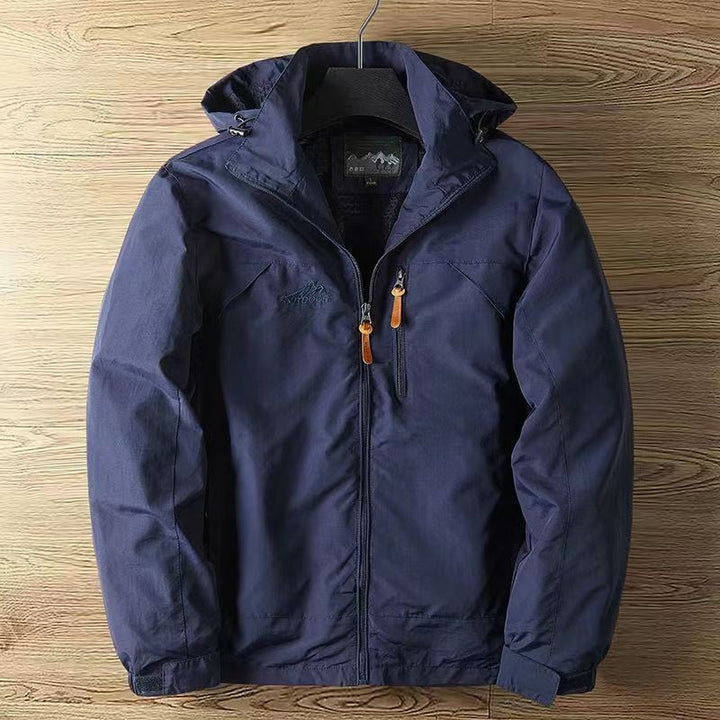 Men's Lightweight Windbreaker Jacket with Hood - Full-Zip Outdoor Jacket