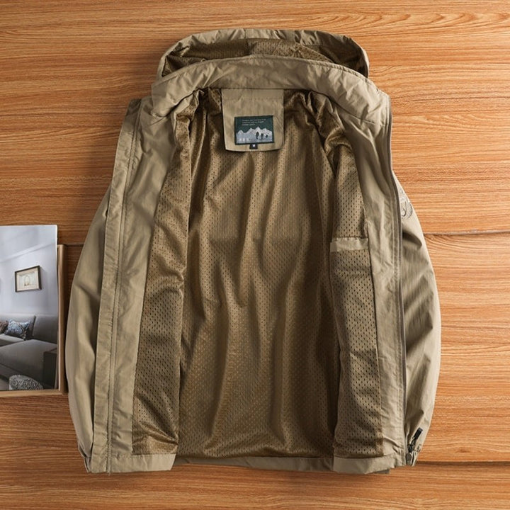 Men's Lightweight Windbreaker Jacket with Hood - Full-Zip Outdoor Jacket