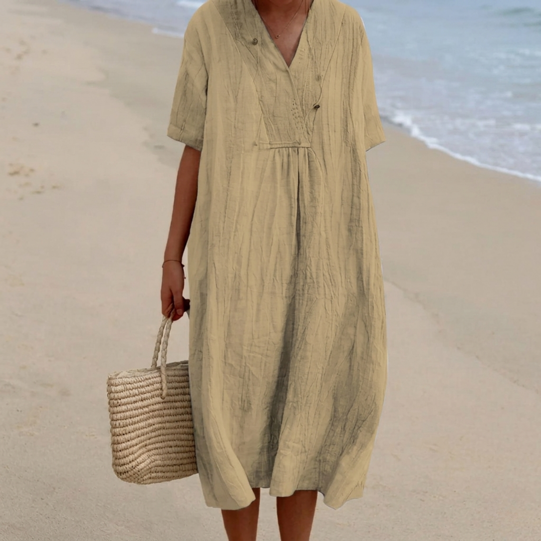 Silvana Relaxed Textured Maxi Dress. - Elena Harper