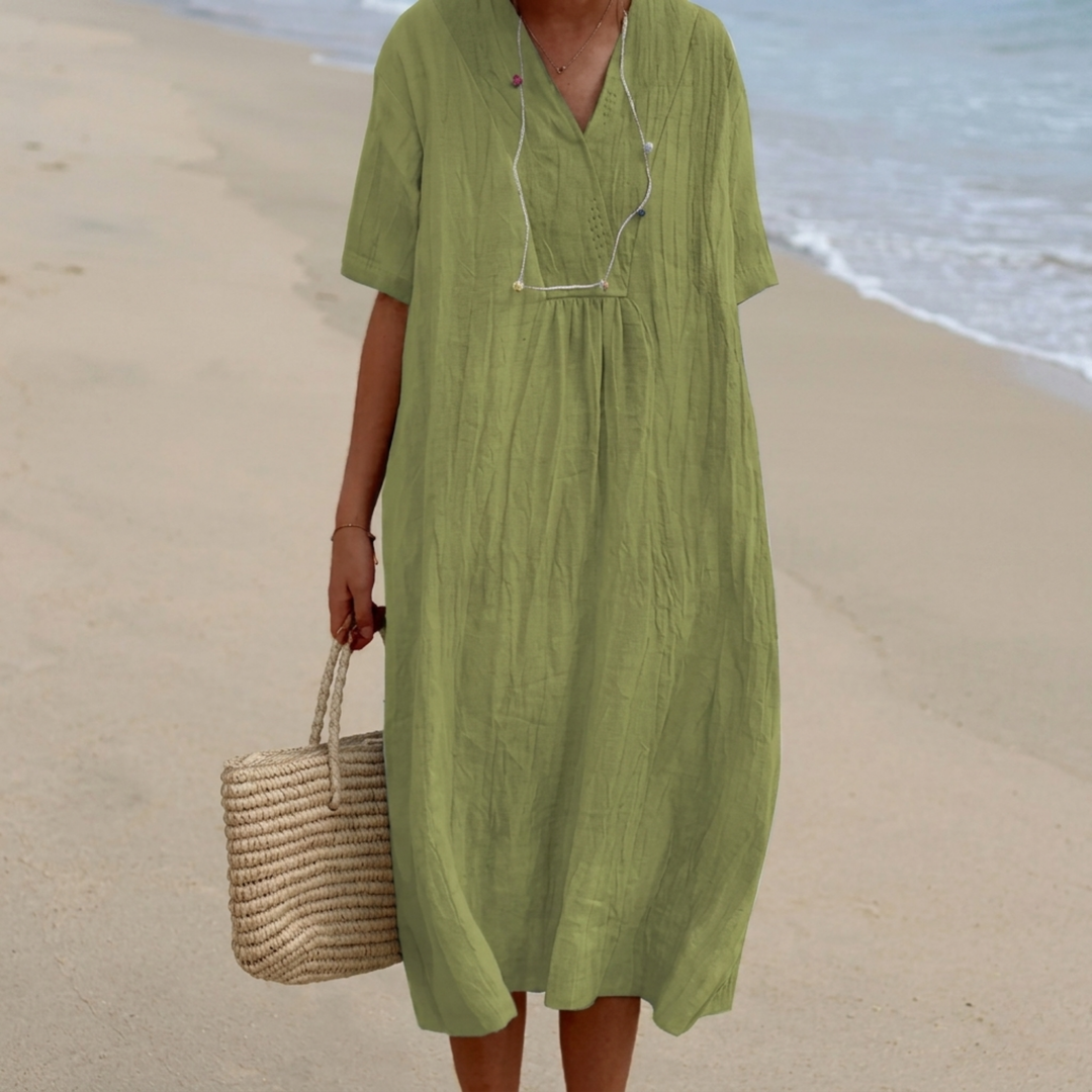Silvana Relaxed Textured Maxi Dress. - Elena Harper