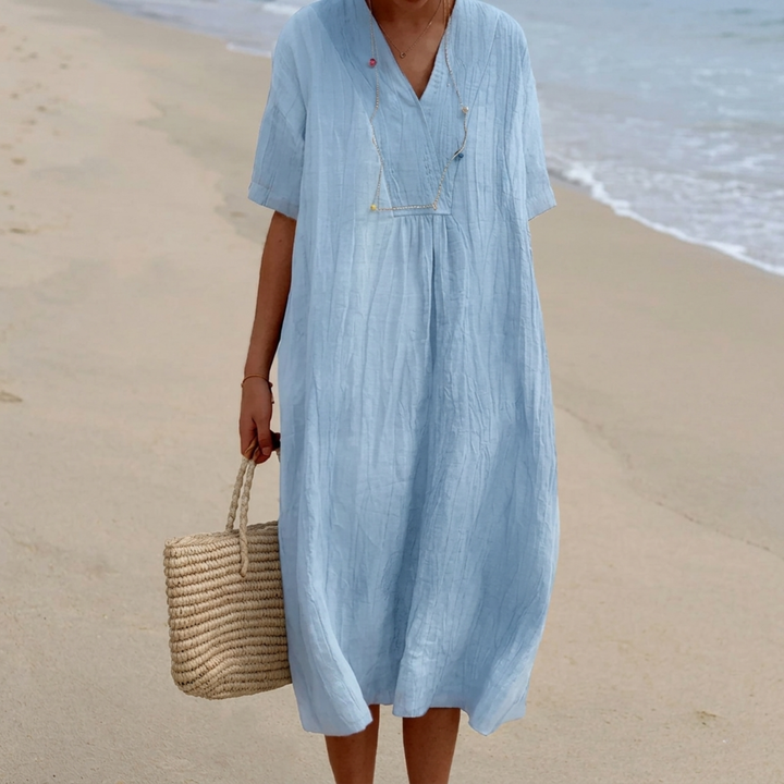 Silvana Relaxed Textured Maxi Dress. - Elena Harper