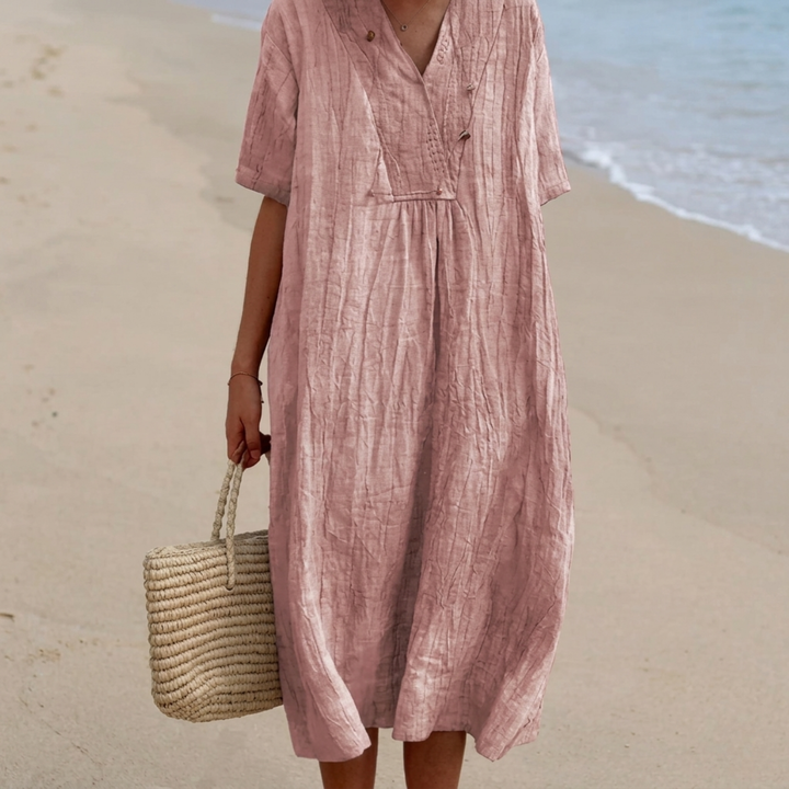 Silvana Relaxed Textured Maxi Dress. - Elena Harper