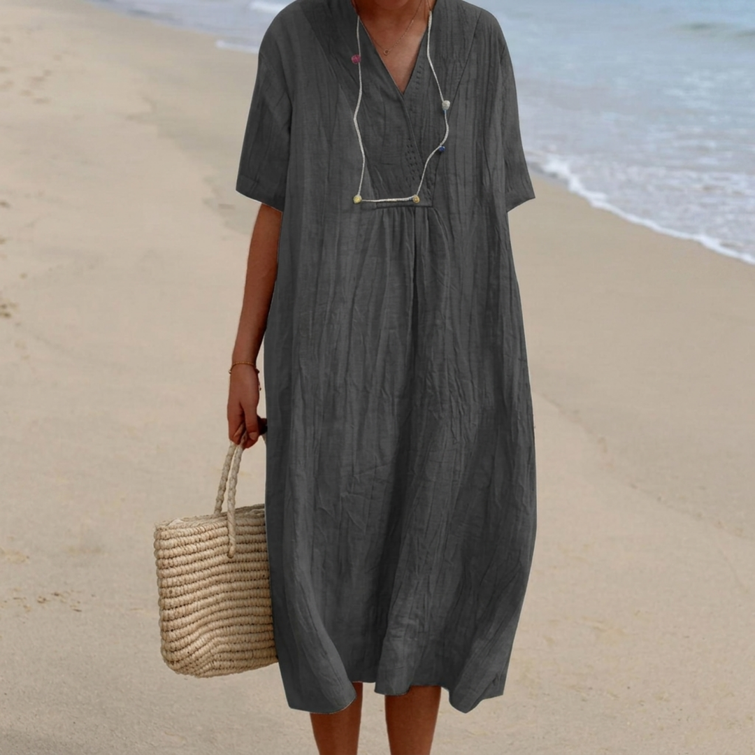 Silvana Relaxed Textured Maxi Dress. - Elena Harper