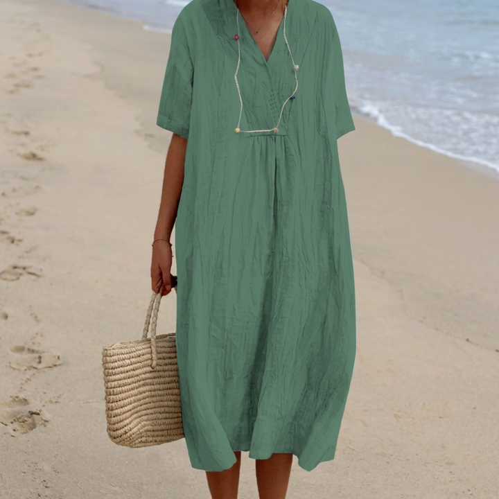 Silvana Relaxed Textured Maxi Dress. - Elena Harper