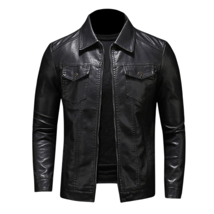 Marc - Elegant Leather Jacket with Flap Pockets