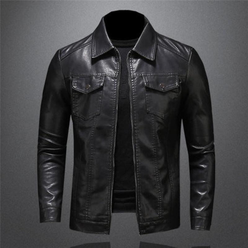 Marc - Elegant Leather Jacket with Flap Pockets